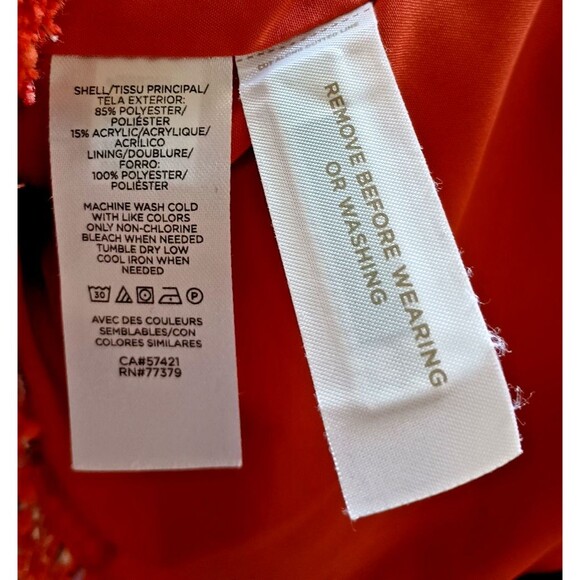 Ann Taylor Tweed Jacket 8T TALL Fringe Edge Orange Spark Lined - Picture 10 of 10